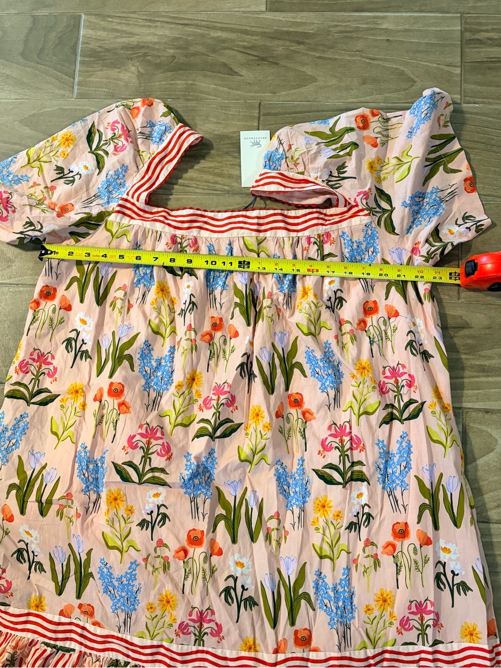 Printfresh x Lars Pink Floral Maxi Dress with Red Border, 1X, NWT - Picture 6 of 12